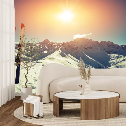 Papier peint  Paysage d'hiver et ski