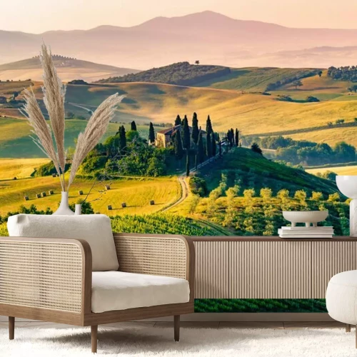 Papier peint  Colline toscane avec un domaine italien