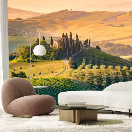 Papier peint  Maison toscane sur une colline