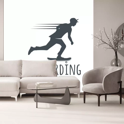 Sticker  Garçon sur un skateboard en mouvement