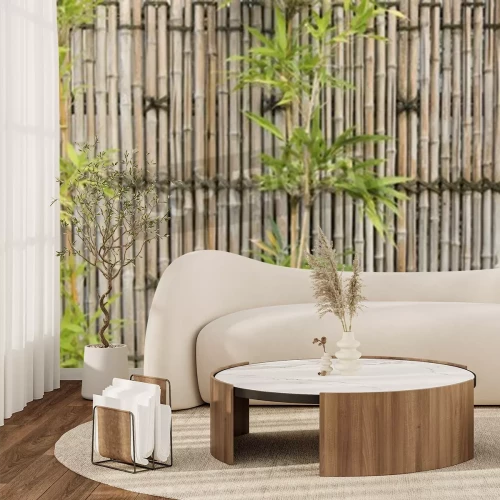 Papier peint  Clôture en feuilles de bambou