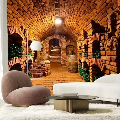 Papier peint  Vignoble en briques au sous-sol