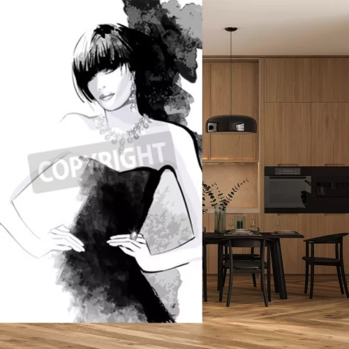 Papier peint  Portrait d'une femme en robe