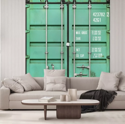 Papier peint  Mur en métal conteneur vert