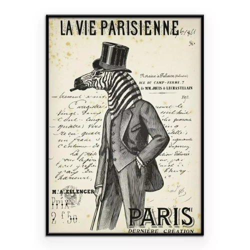 Poster  Zèbre dans une élégante tenue rétro