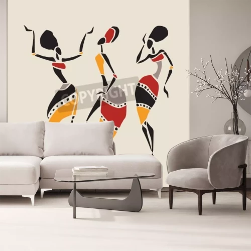 Papier peint  Motif africain avec des danseurs