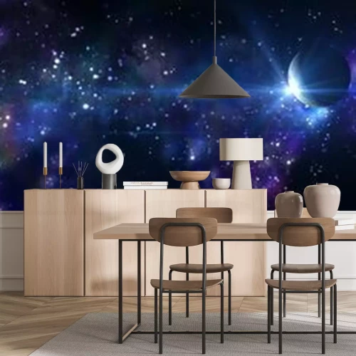 Papier peint  Vue panoramique avec une planète dans l'espace