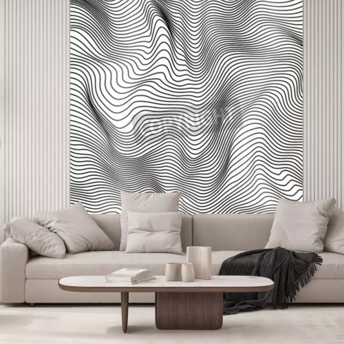 Papier peint  Lignes 3D noir et blanc