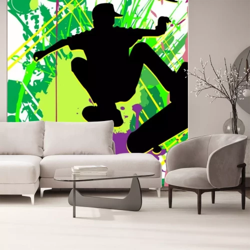 Papier peint  Jeune garçon sur un roller