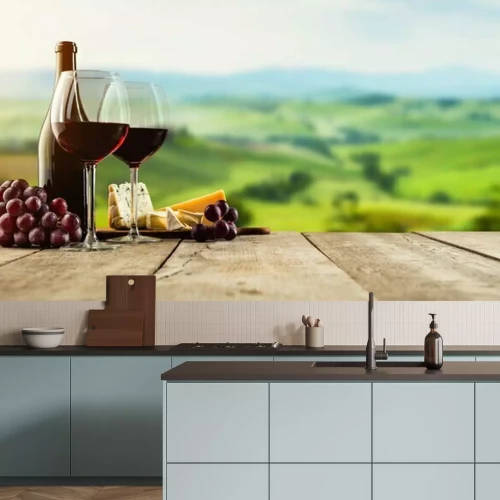 Papier peint  Vin et planche à fromage