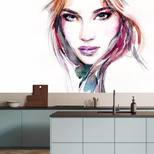Sticker  Portrait de femme. Illustration de mode. La peinture à l'aquarelle