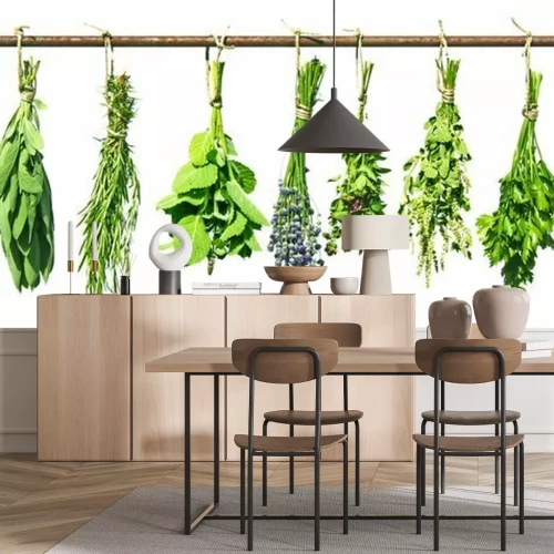 Papier peint  Bouquets d'herbes aromatiques séchées