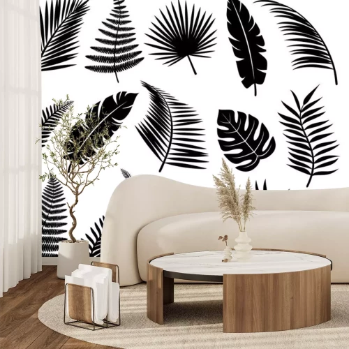 Sticker  Ensemble de feuilles tropicales. Vecteur