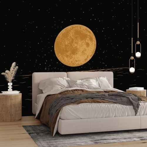 Papier peint  Lune sur la mer avec la lumière se reflétant dans l'eau