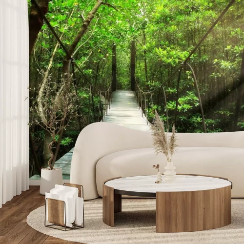 Papier peint  Pont suspendu dans la forêt