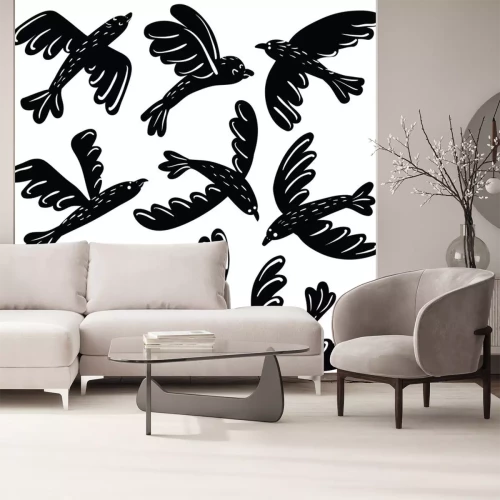 Sticker  Vecteur, ensemble, mignon, noir, oiseaux, vinil, autocollants