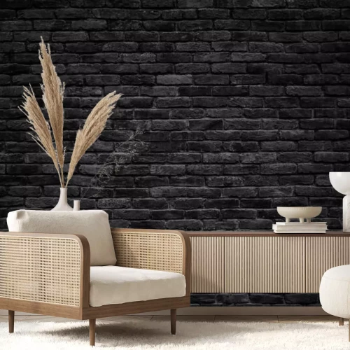 Papier peint  Imitation de mur en briques noires