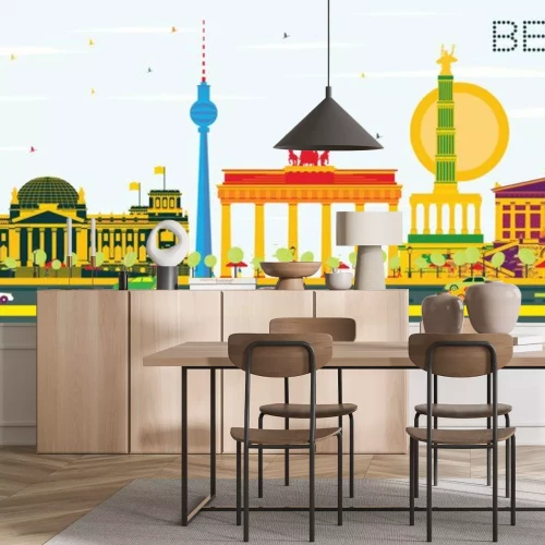 Sticker  Berlin, ciel, couleur, bâtiments, bleu, ciel