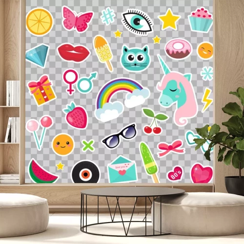 Sticker  Graphiques simples arc-en-ciel avec différents thèmes