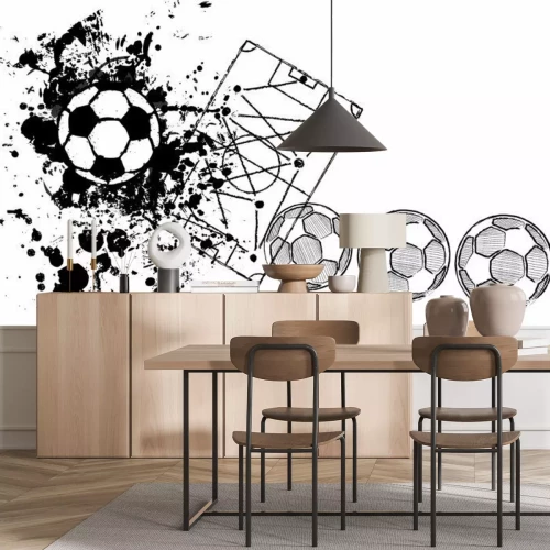 Sticker  Football, football, conception, Gabarit, libre, copie, espace, B / W ...