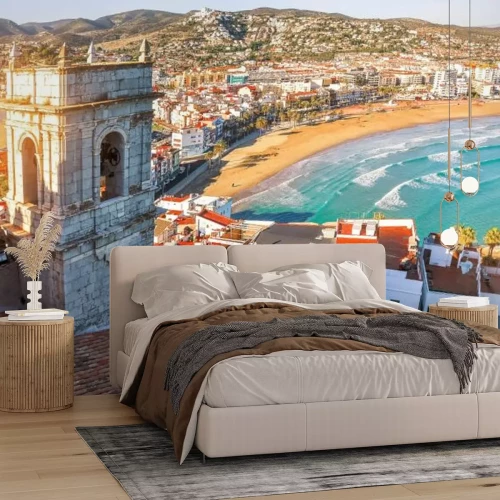 Papier peint  Vue sur le paysage marin depuis un château en Espagne