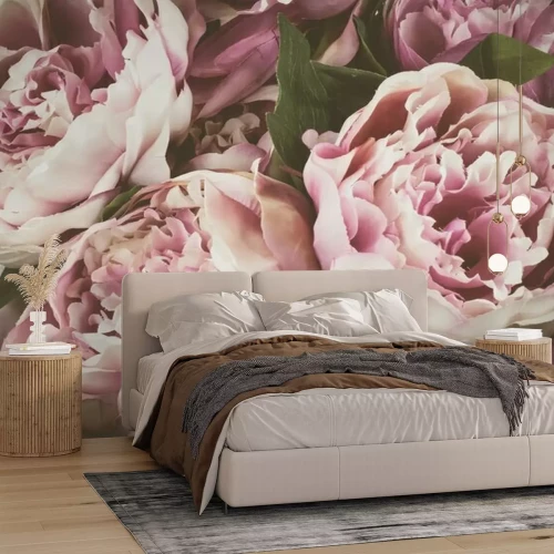 Papier peint  Pivoine vintage fleurs de fond.