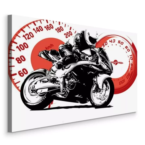 Tableau  Une moto avec des compteurs de vitesse en arrière-plan