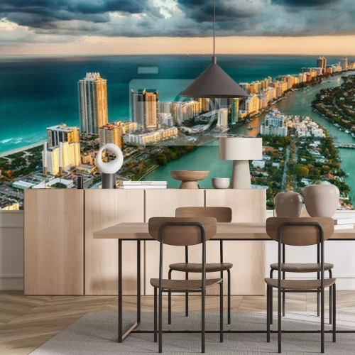 Papier peint  Une vue plongeante sur des gratte-ciels au bord de la mer