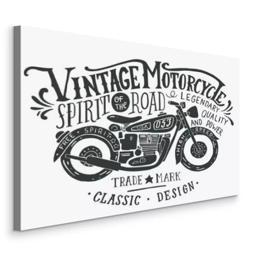 Tableau  Graphisme typographique rétro avec une moto