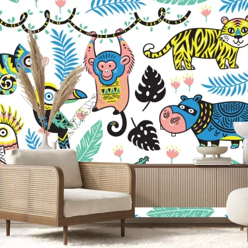 Sticker  Illustration originale des habitants de la jungle avec des animaux