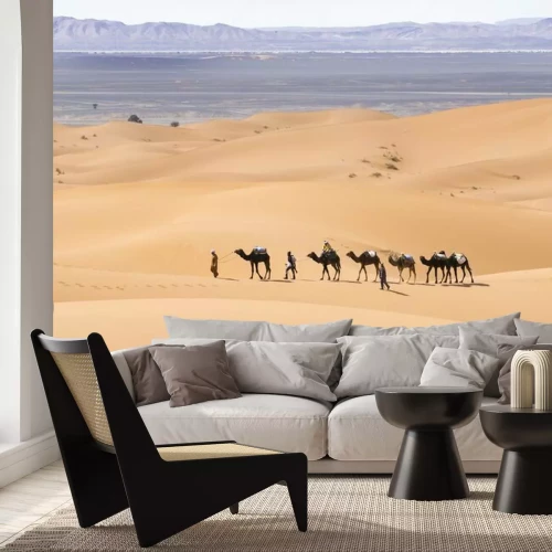 Papier peint  Chameaux sur les dunes du désert