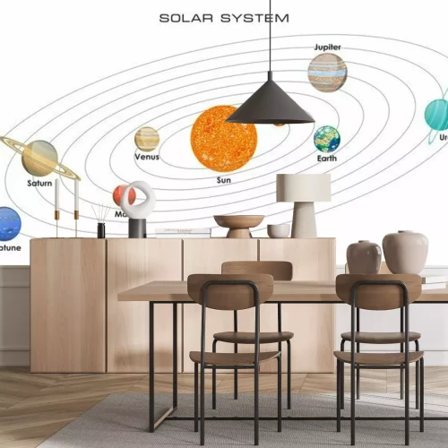 Papier peint  Illustration vectorielle de notre système solaire avec des planètes sur fond blanc