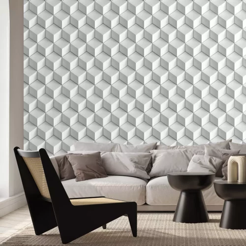 Papier peint  Carrés blancs 3D