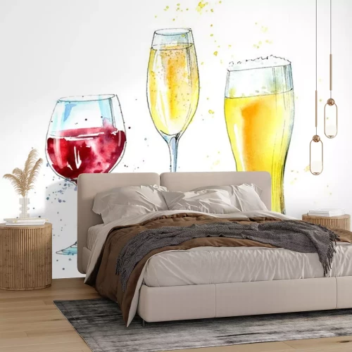 Sticker  Verre de champagne, bière et vin. Image d'une boisson alcoolisée.