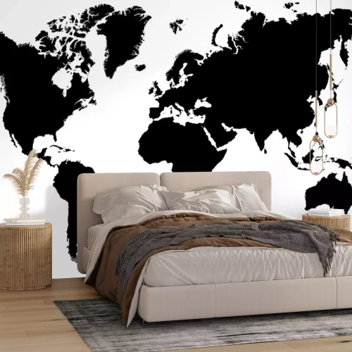 Papier peint  Le contour noir d'une carte du monde