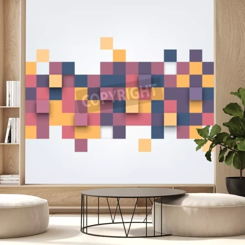 Papier peint  Mosaïque colorée Carrés