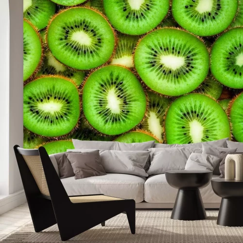 Sticker  Juteux, vert, rond, morceaux, kiwi, surface