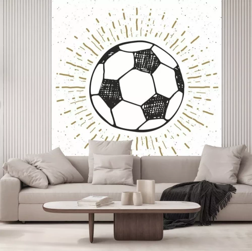 Sticker  Étiquette vintage, tiré à la main Football, croquis de ballon de football, grunge badges rétro texturé, typographie design t-shirt impression, illustration vectorielle