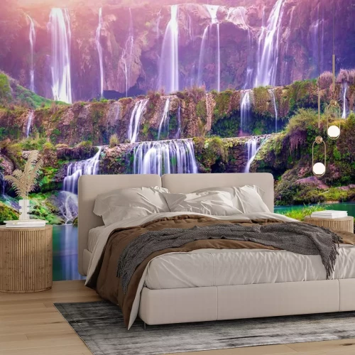 Papier peint  Cascade dans une vallée verdoyante en Chine