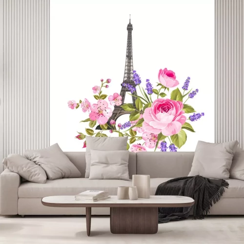 Sticker  Une couronne de fleurs à la Tour Eiffel