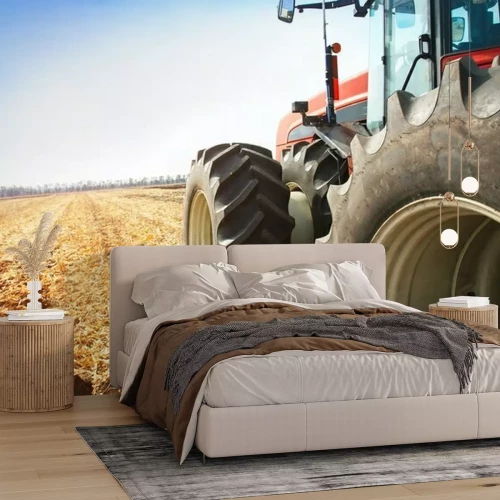 Papier peint  Moderne, rouge, tracteur, champ, gros plan