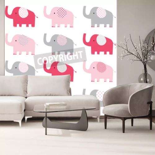 Sticker  Éléphants colorés avec des oreilles en vue