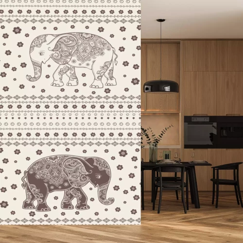 Papier peint  Illustration d'éléphants style rétro