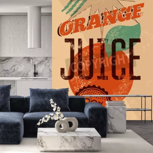 Sticker  Typographique, retro, grunge, orange, justicier, grunge, caoutchouc, timbre, 100, naturel, Illustration vectorielle. Eps 10.