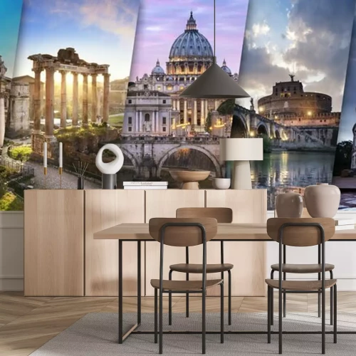 Papier peint  Mosaïque avec les bâtiments romains