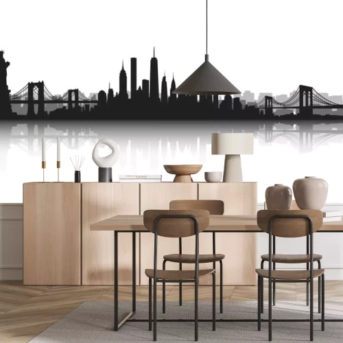 Sticker  New York City Skyline vecteur blanc et blanc