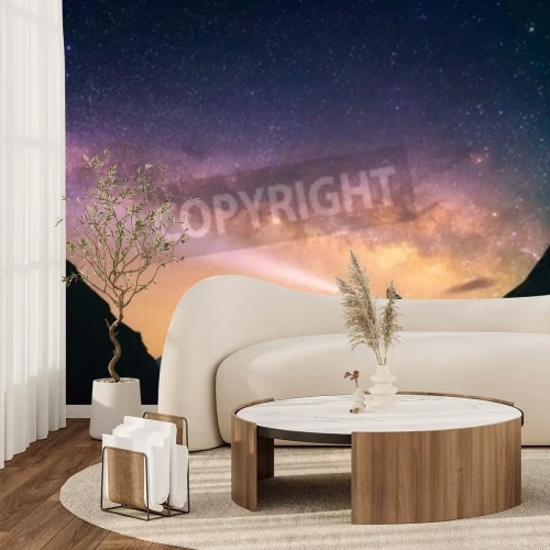 Papier peint  Voie lactée au-dessus d'une forêt