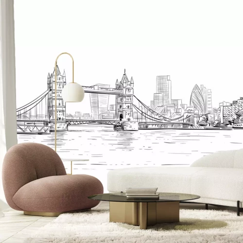 Sticker  London cityscape dessinée à la main. Big Ben. Angleterre. Illustration vectorielle.