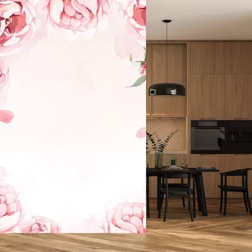 Sticker  Pivoines aquarelles formant un cadre floral