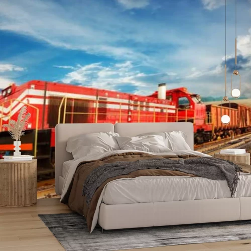 Papier peint  Vieux train de marchandises rouge